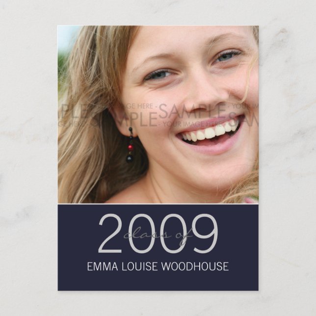 "Duo" Mitternachtsblauer Abschluss Einladung (Vorderseite)