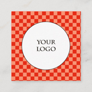 Duo Orange & Hellorange Buffalo-Karo & Logo Quadratische Visitenkarte
