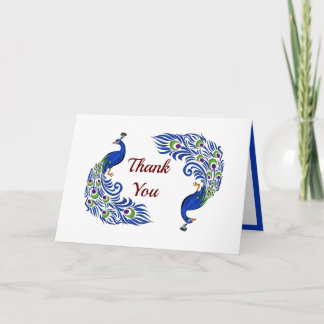 Duo Peacock Folded Wedding Thank You Cards Dankeskarte