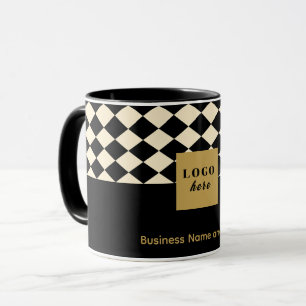 Duo Schwarz-Elfenbein-Creme - Geschäftslogos Tasse