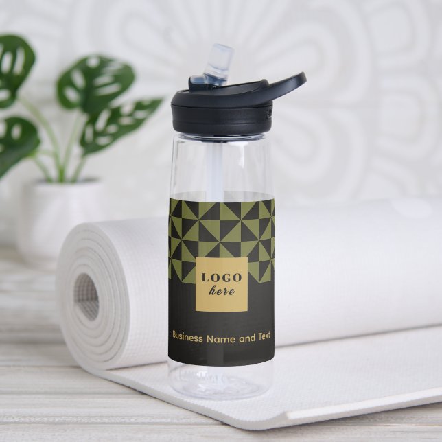 Duo schwarz & olive - Firmenlogo Wasserflasche Trinkflasche (Yoga)