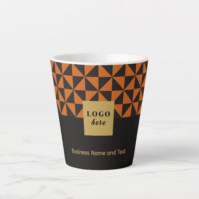 Duo Schwarz-Orange-Kunsthandwerk-Logo Latte Tasse (Vorderseite)