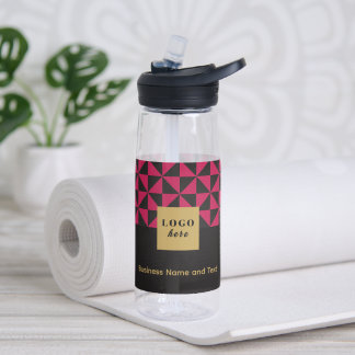 Duo schwarz & rosa - Firmenlogo Wasserflasche Trinkflasche