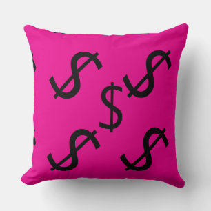 Duo-Ton-Dollar-Dollarzeichen Rosa Rot Kissen