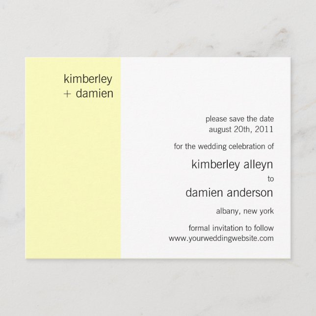 "Duo" Vanilla Save the Date Postkarte (Vorderseite)