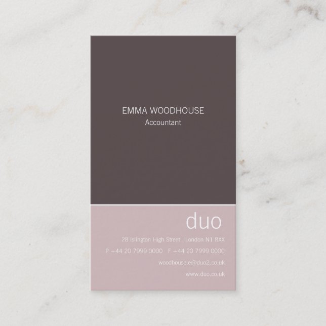 Duo-vertikaler Taupe u. Rosa Visitenkarte (Vorderseite)