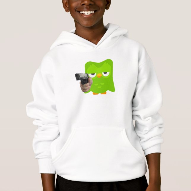 Duolingo ist&x27; kein glücklicher Sticker Hoodie (Vorderseite)