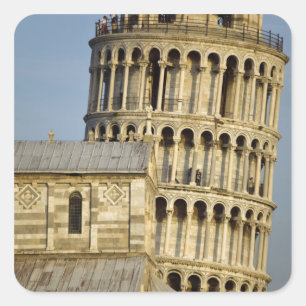 Duomo and Leaning Tower, Pisa, Toskana, Italien Quadratischer Aufkleber