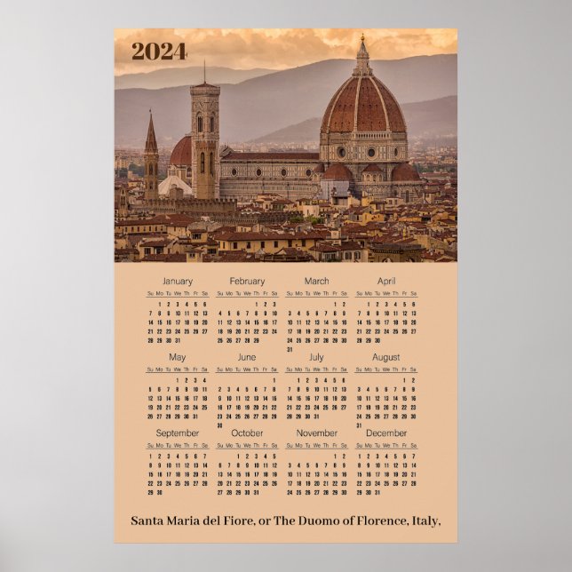 Duomo de Firenze, Florenz Italien - Kalender 2024 Poster (Vorne)
