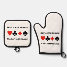 Duplicate Bridge ist ein kathartisches Kartenspiel Ofenhandschuh & Topflappen-Set