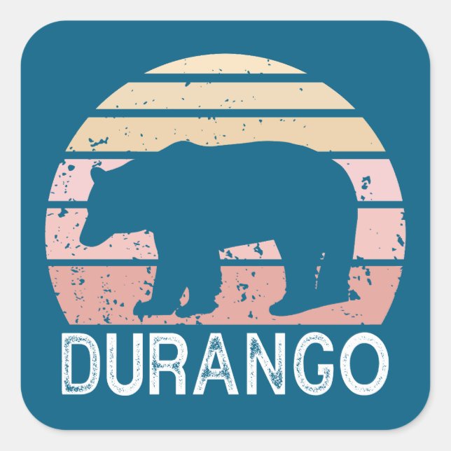 Durango Colorado Retro Bear Quadratischer Aufkleber (Vorderseite)