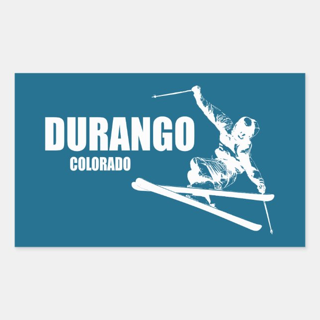 Durango Colorado Skier Rechteckiger Aufkleber (Vorderseite)