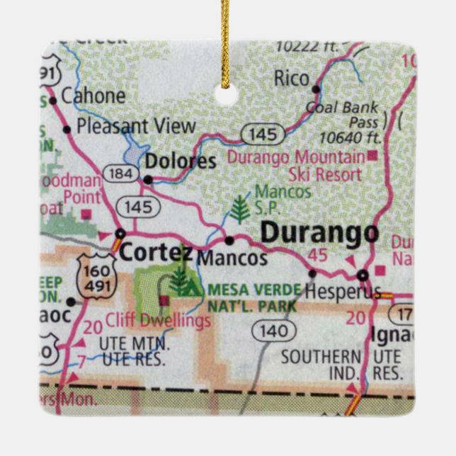 Durango und Cortez CO Keramikornament (Rückseite)