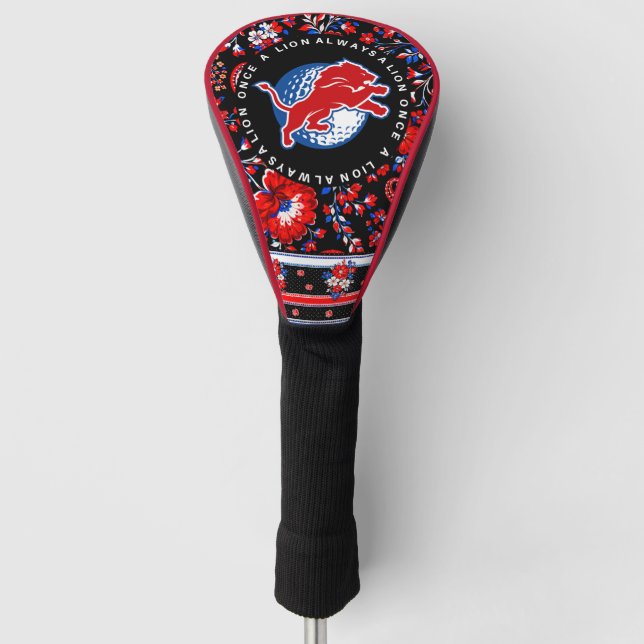 Durant Lions Golf - Rotes Blumenmuster Headcover (Vorderseite)