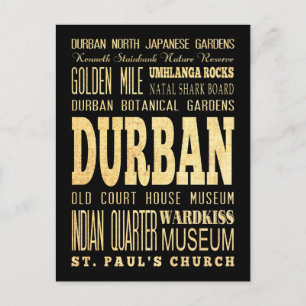 Durban City Südafrika Typografie Kunst Postkarte
