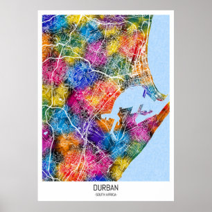 Durban South Africa City Map Poster