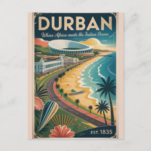 Durban Südafrika Retro-Reiseposter-Kunst Feiertagspostkarte