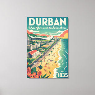 Durban Südafrika Retro-Reiseposter-Kunst Leinwanddruck