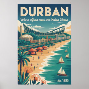 Durban Südafrika Retro-Reiseposter-Kunst Poster