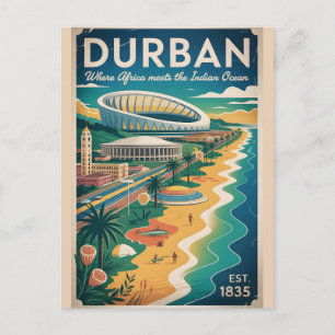 Durban Südafrika Retro-Reiseposter-Kunst Postkarte