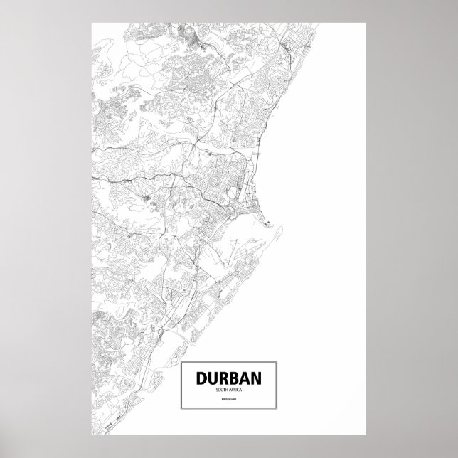 Durban, Südafrika (schwarz auf weiß) Poster (Vorne)