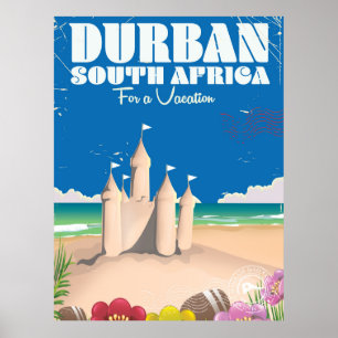 Durban Südafrika Vintage-Strandreiseplakat Poster