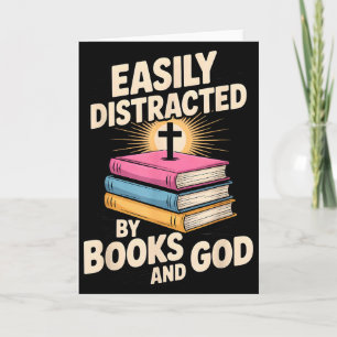 Durch Bücher und Gott leicht abgelenkt, christlich Karte