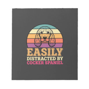 Durch Cocker Spaniel Retro Hund leicht ablenkbar Notizblock