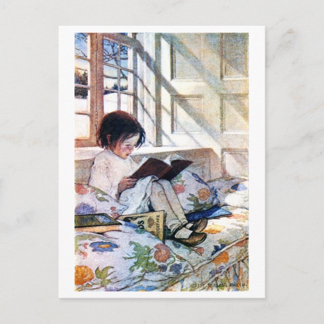 Durch das Fenster im Winter, Jessie Willcox Smith Postkarte (Vorderseite)
