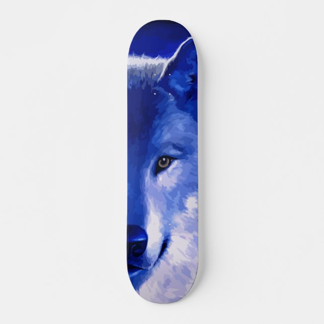 Durch das Licht des Mond-blauen Wolf-Skateboards Skateboard (Vorne)