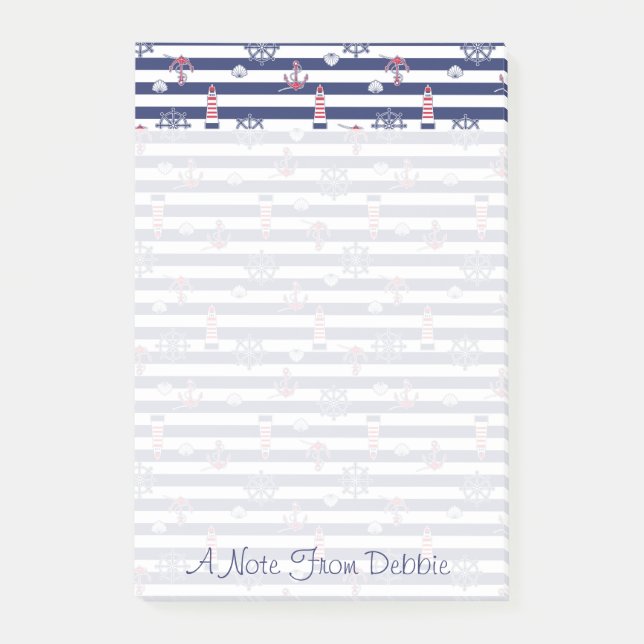 Durch das Seemuster addieren | Ihren Namen Post-it Klebezettel (Vorderseite)