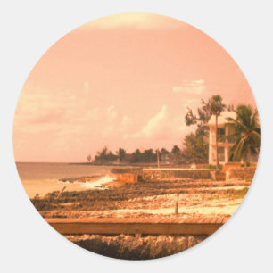 Durch den Ozean (Pfirsich-Ton) Runder Aufkleber