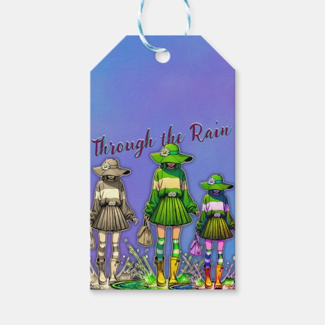 Durch den Regen Geschenkanhänger (Vorderseite)