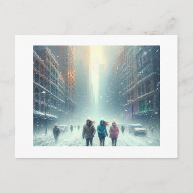 durch den Schnee der Stadt, Postkarte (Vorderseite)