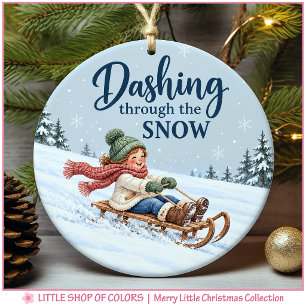 Durch den Schnee sausen Personalisiertes Foto Keramik Ornament