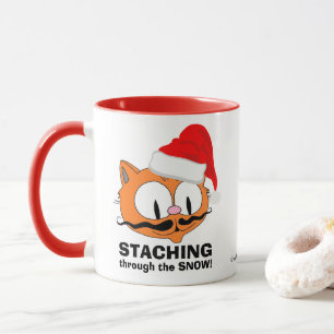 Durch den Schnee stachern! Bart Humor Katze Tasse