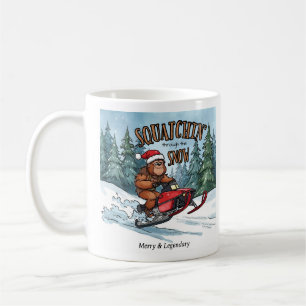 Durch den Schnee stampfen Bigfoot Weihnachten Kaffeetasse