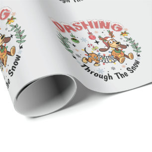 Durch den Schnee stürmen Lustiger Dachshund Hund W Geschenkpapier