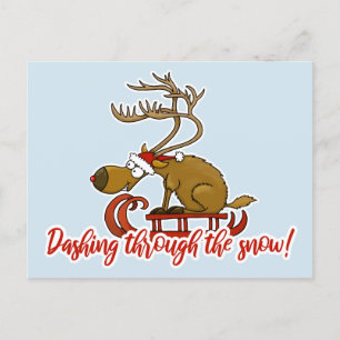 Durch den Schnee stürmen Weihnachts-Postkarte Feiertagspostkarte