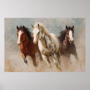 Durch den Staub Galloping Pferde Kunst Poster