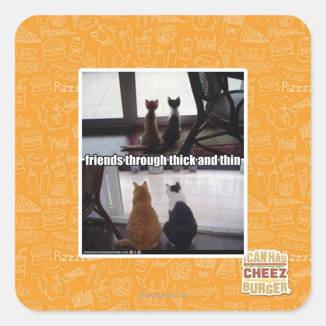 Durch dick und dünn quadratischer aufkleber (Vorderseite)