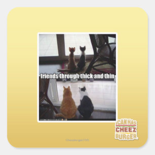 Durch dick und dünn quadratischer aufkleber