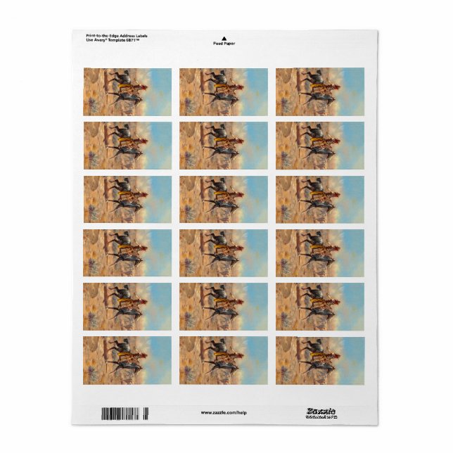 Durch die Alkali, 1904 von Charles Marion Russell Adressaufkleber (Vorne)