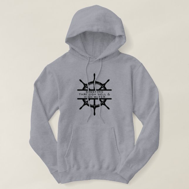 Durch die Hölle und hohe See steuern - Angeln Hoodie (Design vorne)