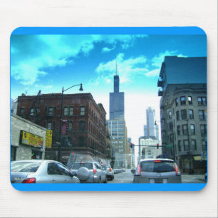 Durch die Innenstadt von Chicago fahren Mousepad