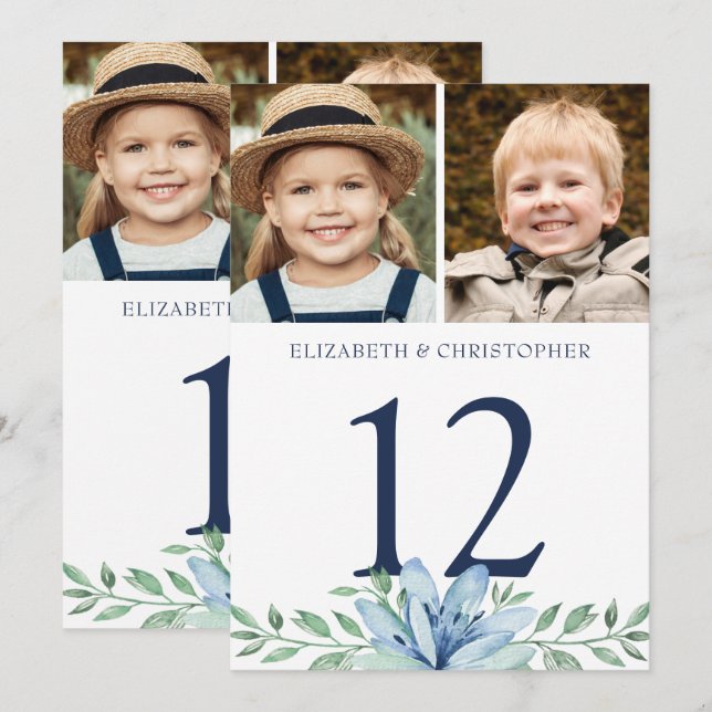 Durch die Jahre Fotos Hochzeit Tischnummer unterze (Vorne/Hinten)