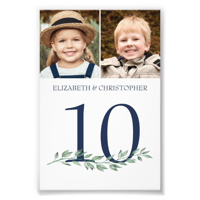 Durch die Jahre Fotos Hochzeit Tischnummer unterze Fotodruck (Vorne)