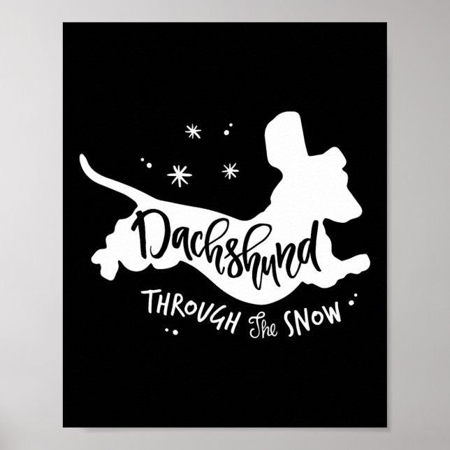 Durch die Schnee-Dackel Weihnachtsfeier Dackel Hun Poster (Vorne)
