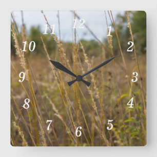 Durch die Türschwelle des Rasenteils Quadratische Wanduhr