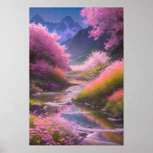 Durch ein rosa Feld Poster